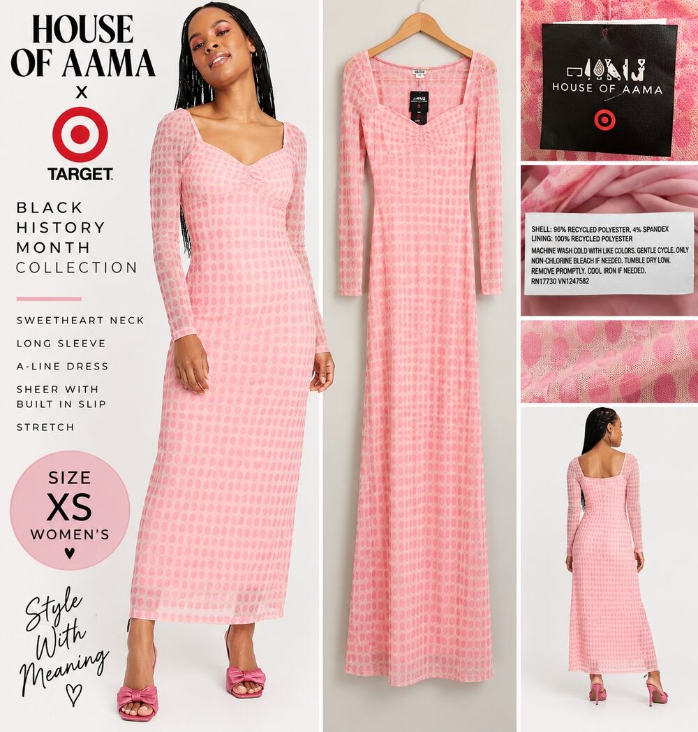 House of Aama x Target Sweetheart Neck A-Line Dress Pink Women's XS NWT
